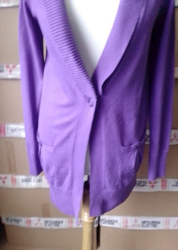 Mor Düğmeli Kadın Triko Hırka - Görsel 4