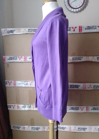 Mor Düğmeli Kadın Triko Hırka - Görsel 3