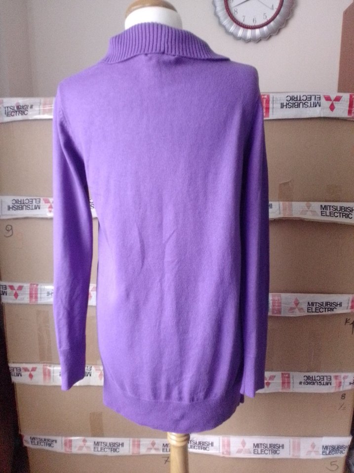 Mor Düğmeli Kadın Triko Hırka - Görsel 2