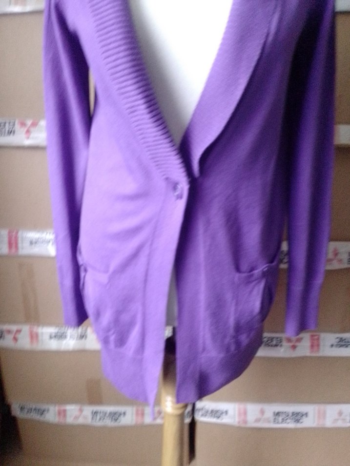 Mor Düğmeli Kadın Triko Hırka - Görsel 4