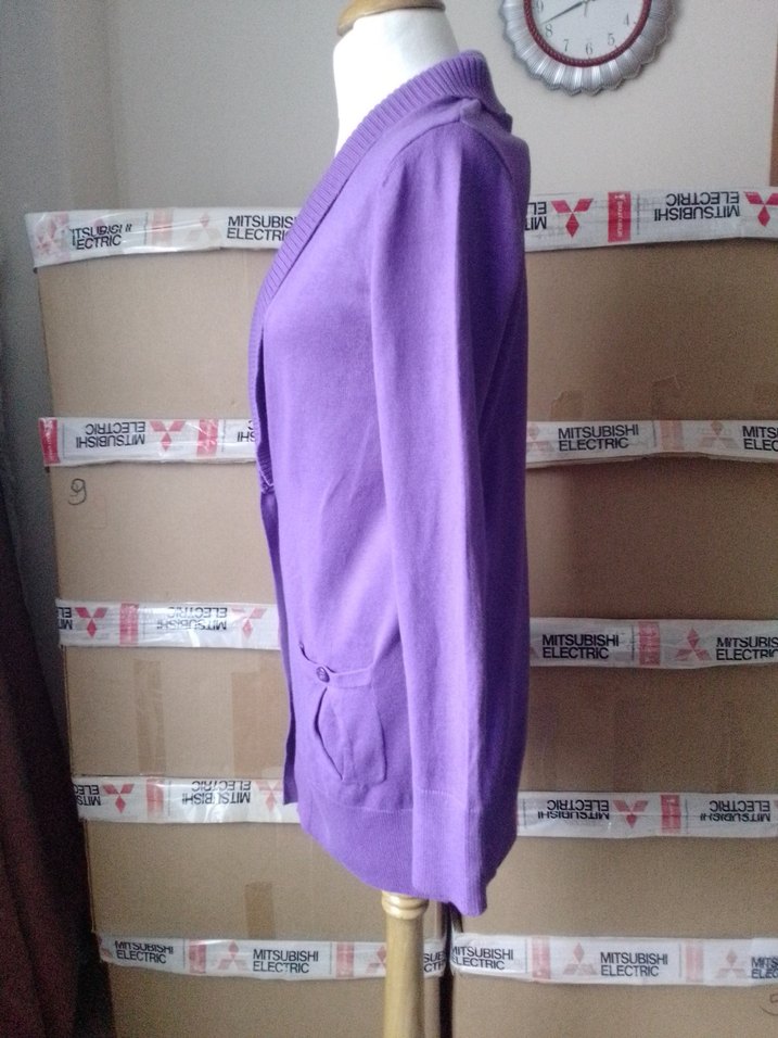 Mor Düğmeli Kadın Triko Hırka - Görsel 3