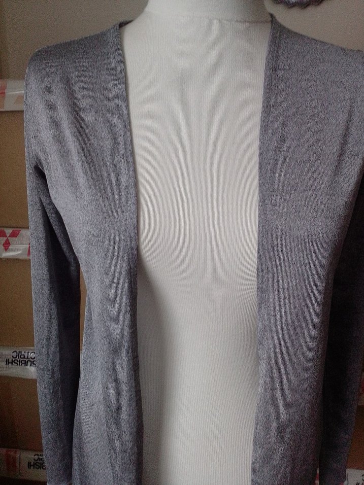 Gri Midi Kadın Hırka Notch Yaka - Görsel 4