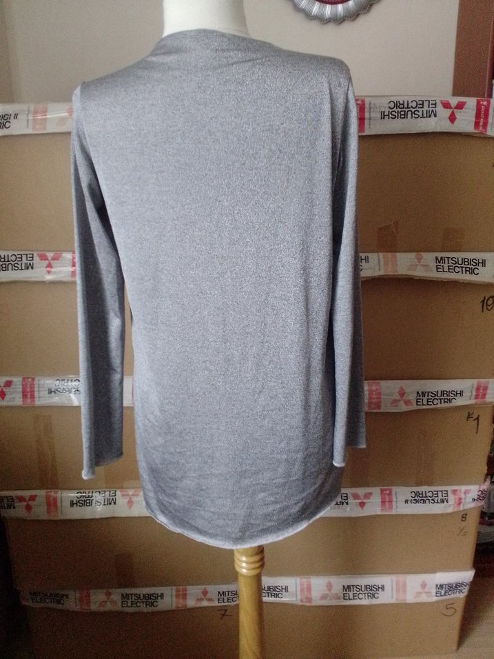 Gri Midi Kadın Hırka Notch Yaka - Görsel 5