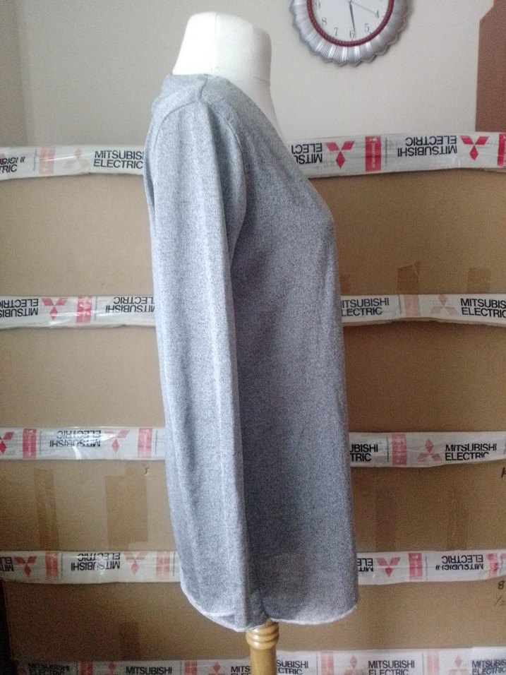 Gri Midi Kadın Hırka Notch Yaka - Görsel 2