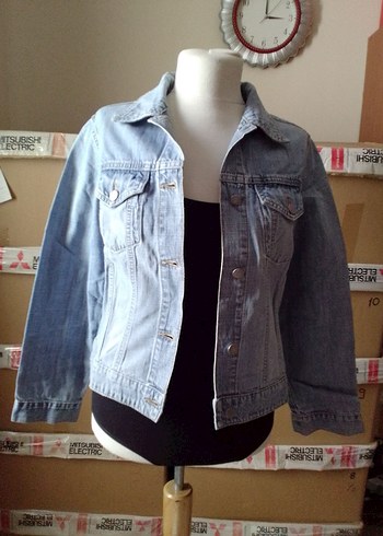 mavi renkte Düğmeli Kadın Denim Ceket