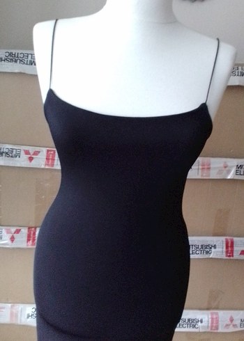 Happiness Siyah Strappy Midi Kalem Elbise kırmızı aynı model hediye
