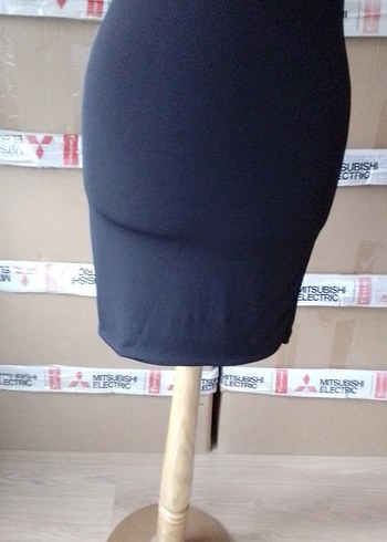 m Beden Siyah Strappy Midi Kalem Elbise kırmızı aynı model hediye