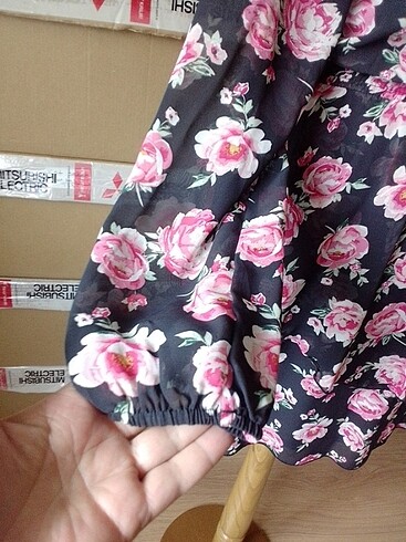H&M siyah Çiçekli elbise - Görsel 5