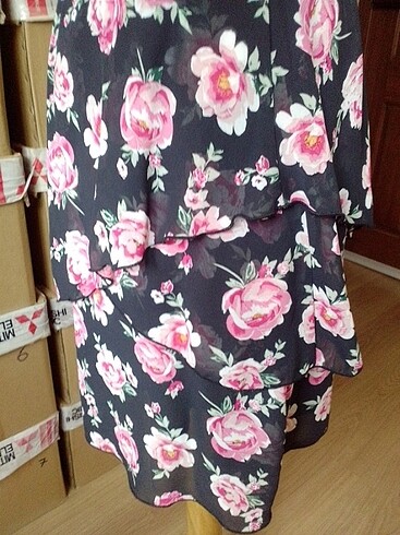 H&M siyah Çiçekli elbise - Görsel 7
