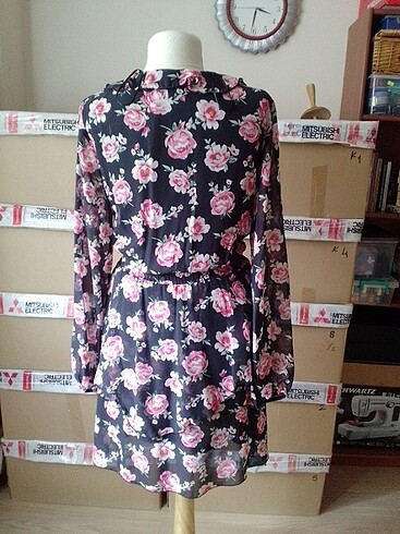 H&M siyah Çiçekli elbise - Görsel 8