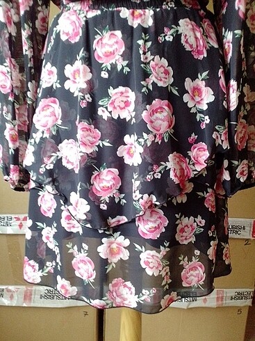 H&M siyah Çiçekli elbise - Görsel 9