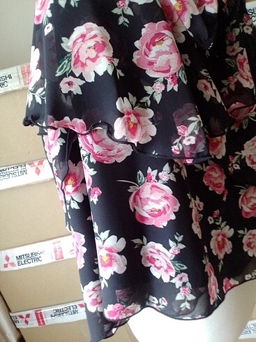 H&M siyah Çiçekli elbise - Görsel 11