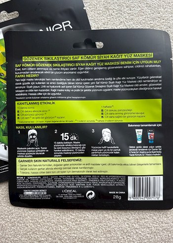 Garnier Saf Kömür Siyah Kağıt Yüz Maskesi - Görsel 3