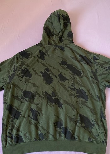 Diğer Kamuflaj Desenli Kapüşonlu Fermuarlı Erkek Sweatshirt