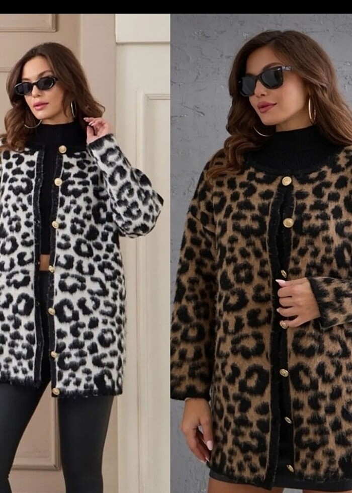 Leopar desenli hırka son 4 - Görsel 4