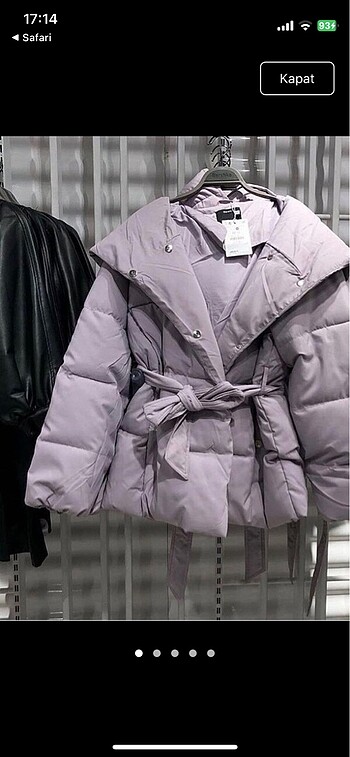 bershka lila kuşaklı şişme mont
