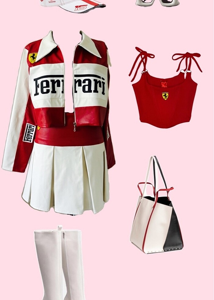 Etek ceket takım ferrari deri - Görsel 2