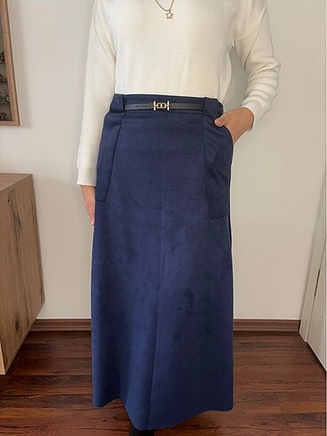 Lacivert Süet etek - Görsel 2