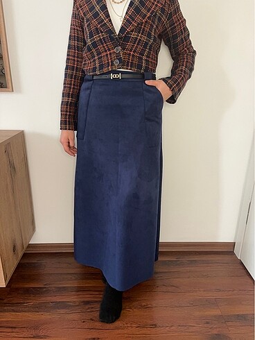 Lacivert Süet etek - Görsel 3