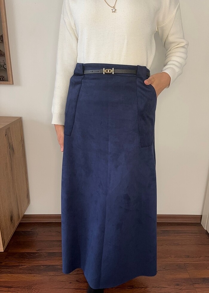 Lacivert Süet etek - Görsel 2