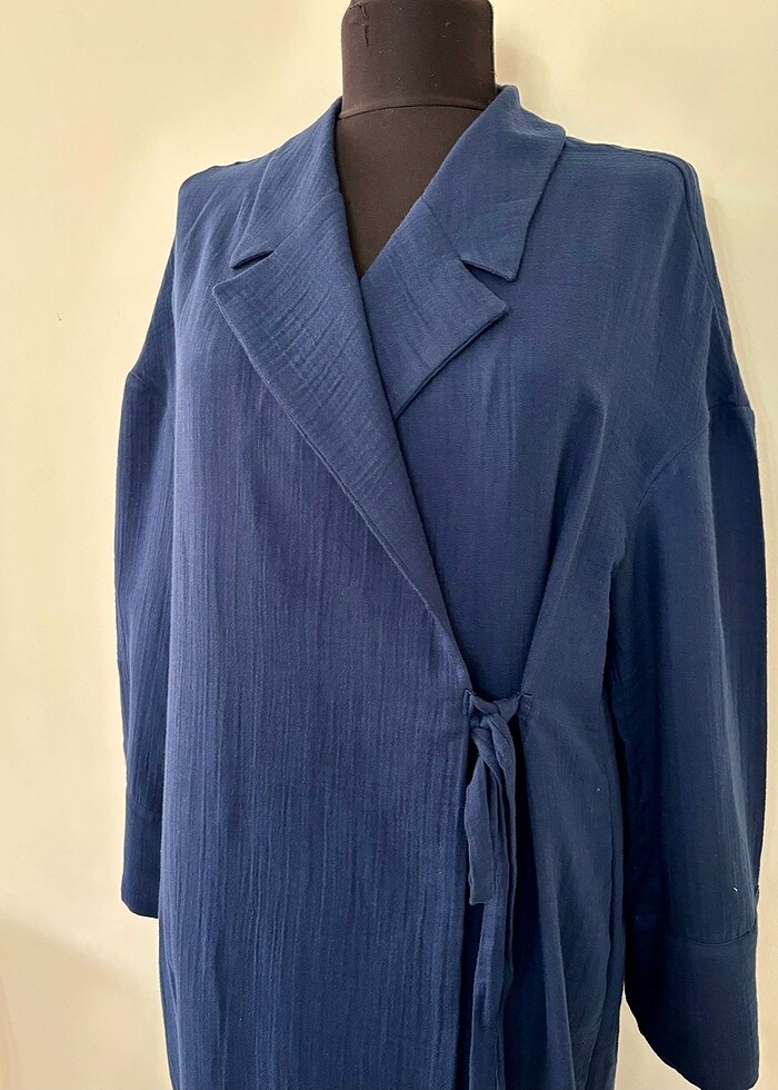 Müslin kumaş uzun ceket - Görsel 3