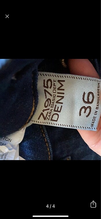 36 Beden mavi Renk Zara jean