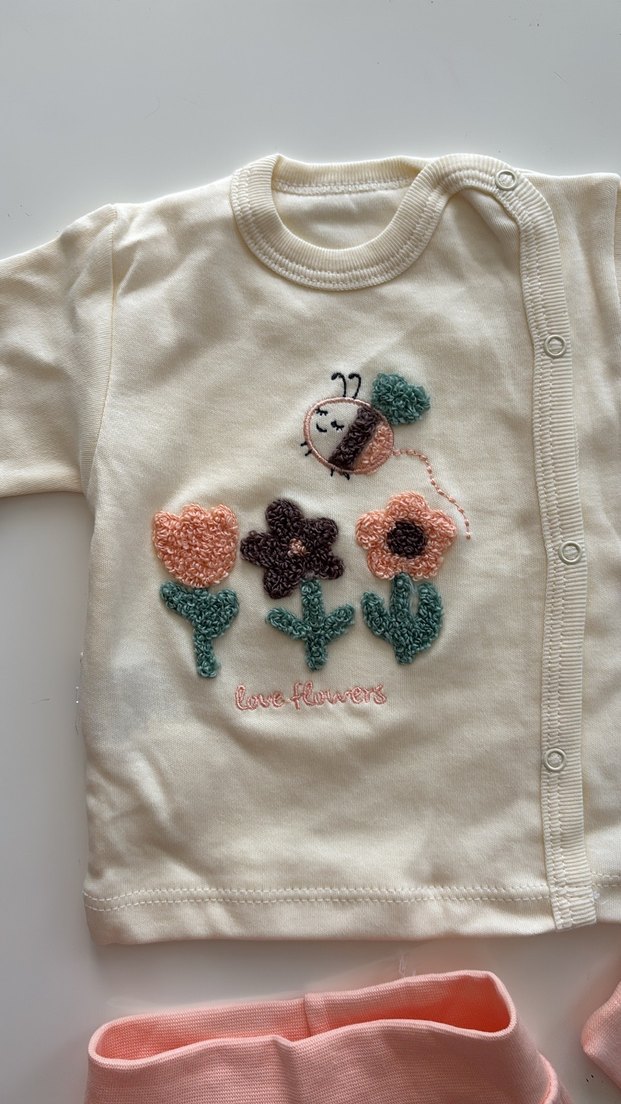 Nakışlı Triko Bebek Kız Takımı - Görsel 2