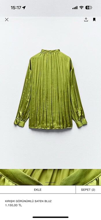 Zara Zara Yağ yeşili gömlek