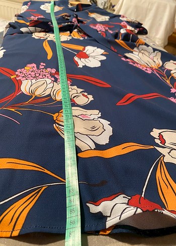 38 Beden mavi Renk Çiçek Desenli bohem elbise