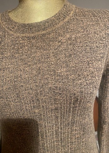 Topshop Bej Uzun Kollu Triko Elbise