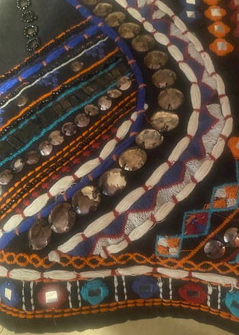 Boncuk İşlemeli Çok Renkli Mini Etek - Görsel 8