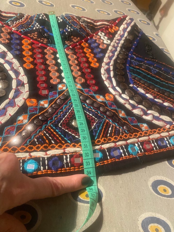 Boncuk İşlemeli Çok Renkli Mini Etek - Görsel 4