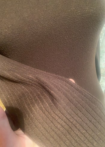 Kadın Kahverengi Boğazlı Dar Kesim Triko - Görsel 3