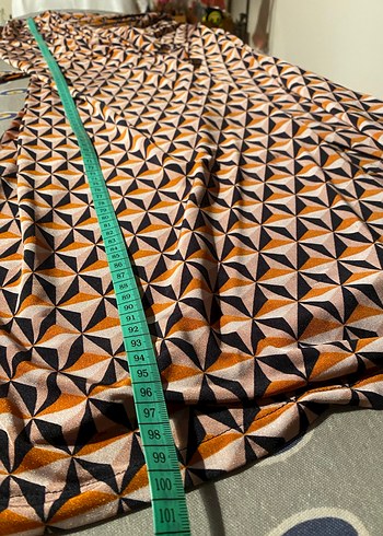 Bohem Uzun Kollu Kahverengi Desenli Elbise - Görsel 6