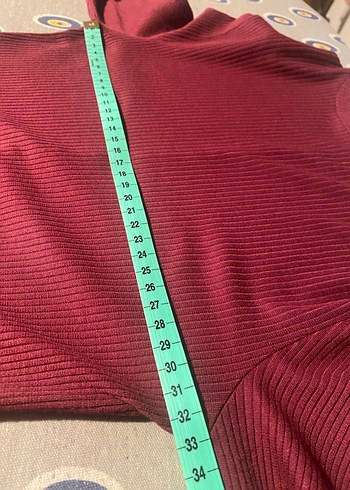 Bordo Uzun Kollu Yüksek Yakalı Elbise - Görsel 5