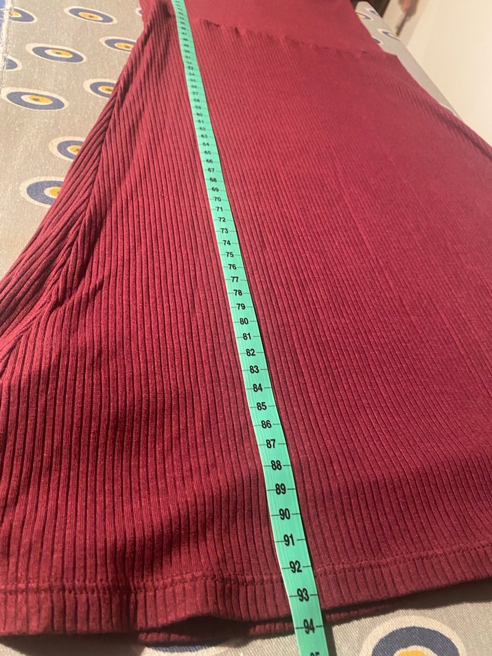 Bordo Uzun Kollu Yüksek Yakalı Elbise - Görsel 4