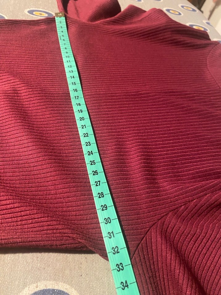 Bordo Uzun Kollu Yüksek Yakalı Elbise - Görsel 5