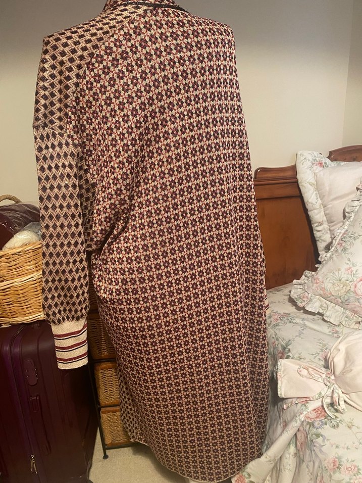 Uzun Kahverengi Desenli Bohem Kadın Hırka - Görsel 3