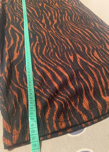 Uzun Kollu Zebra Desenli Kahverengi Elbise - Görsel 6