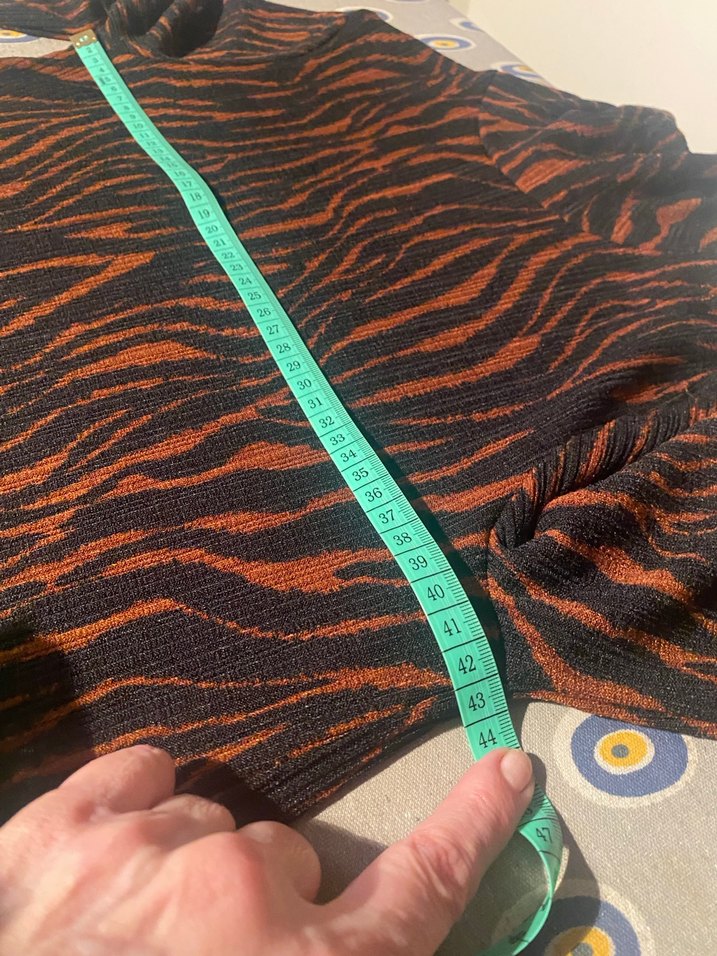 Uzun Kollu Zebra Desenli Kahverengi Elbise - Görsel 5