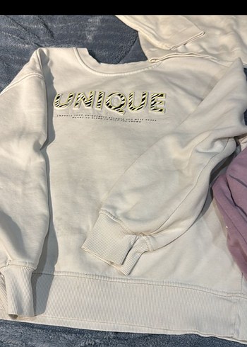 Beyaz Pamuklu Baskılı Kadın Sweatshirt - Görsel 2