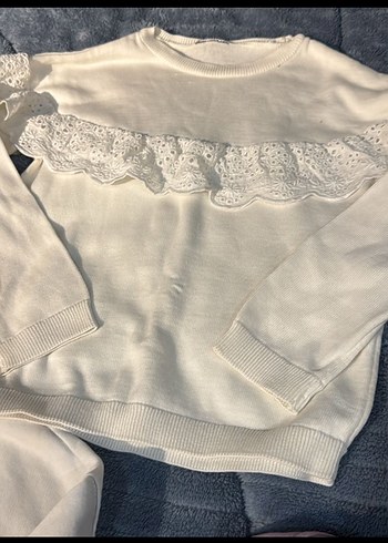 Beyaz Pamuklu Baskılı Kadın Sweatshirt - Görsel 7