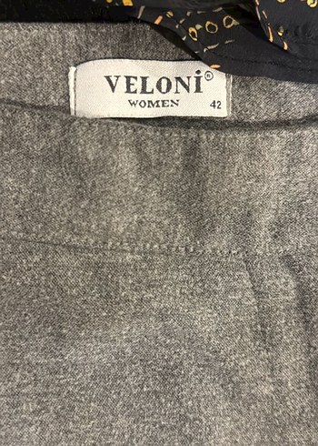 Gri Bağlama Desenli Düğmeli Kadın Kot Pantolon - Görsel 5