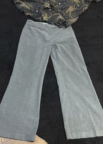 Gri Bağlama Desenli Düğmeli Kadın Kot Pantolon - Görsel 2