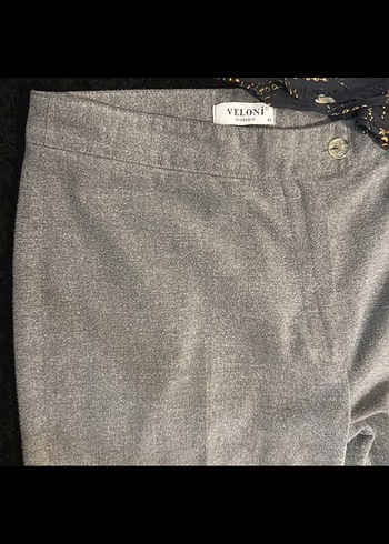 Gri Bağlama Desenli Düğmeli Kadın Kot Pantolon - Görsel 6