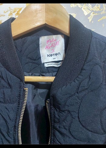 Koton Siyah Fermuarlı Midi Ceket - Görsel 4