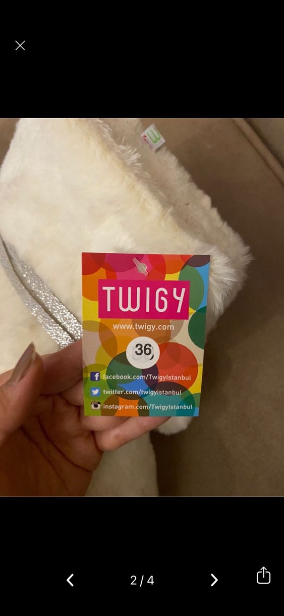 Twigy Beyaz Kürklü Sıcak Ev Terliği - Görsel 3