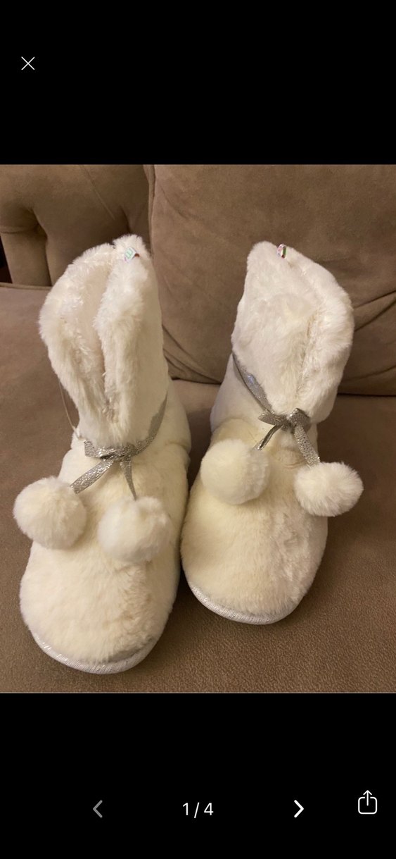 Twigy Beyaz Kürklü Sıcak Ev Terliği - Görsel 4