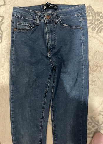 26 Beden Kadın Mavi Denim Dar Kesim Pantolon