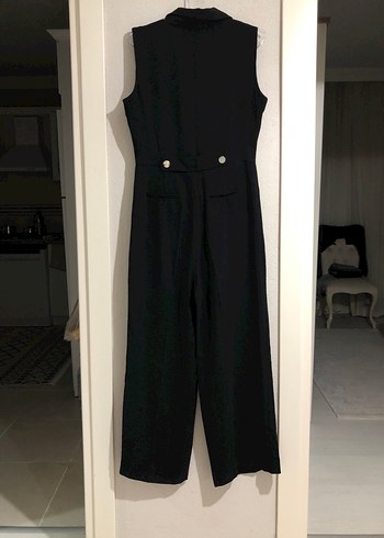 Düğmeli Siyah Kadın Uzun Tulum - Görsel 2